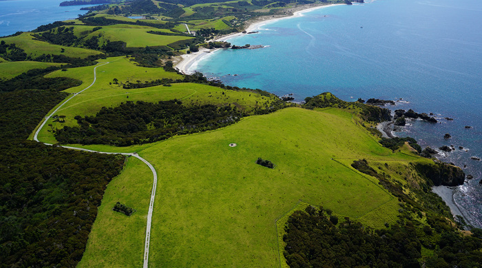 Tāwharanui Peninsula looking toward Anchor Bay. 