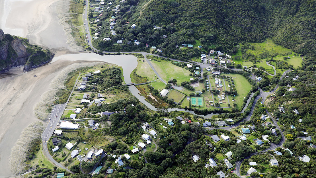 Piha lagoon and campground. 